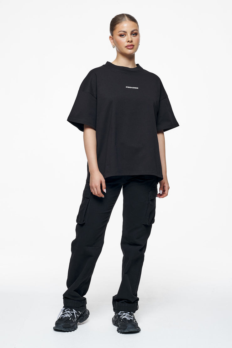 Pegador Culla Logo Heavy Oversized Tee Black Großer Ausverkauf