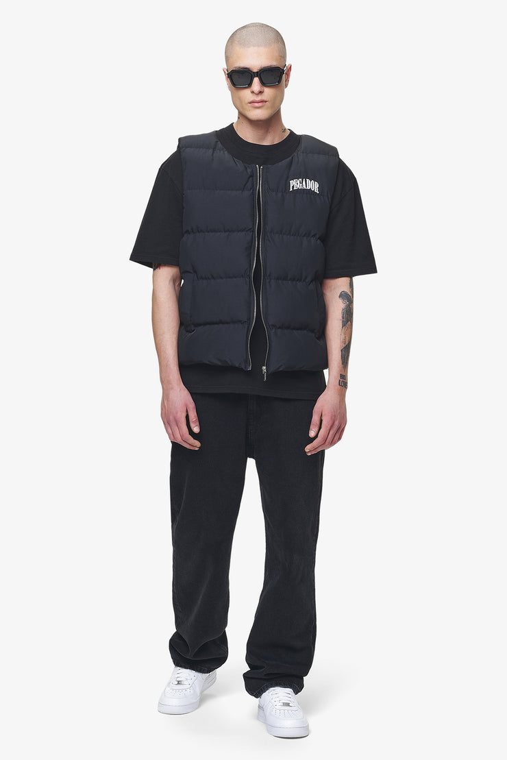 Pegador Aberdeen Round Neck Puffer Vest Black Ink Riesige Ersparnisse