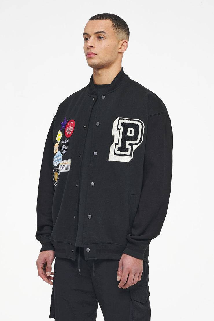 Pegador Whitney Varsity Jacket Washed Black Ink Black Begrenzte Freigabe