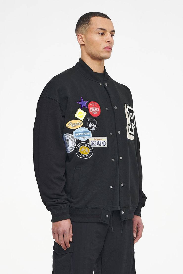 Pegador Whitney Varsity Jacket Washed Black Ink Black Begrenzte Freigabe