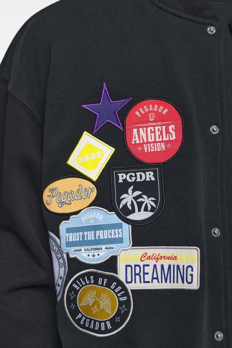 Pegador Whitney Varsity Jacket Washed Black Ink Black Begrenzte Freigabe