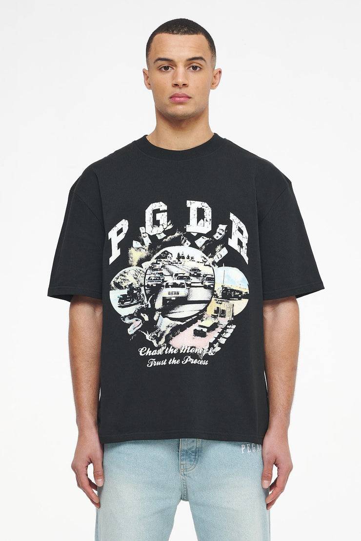 Pegador Reid Oversized Tee Vintage Washed Black Ink Neueste Stile