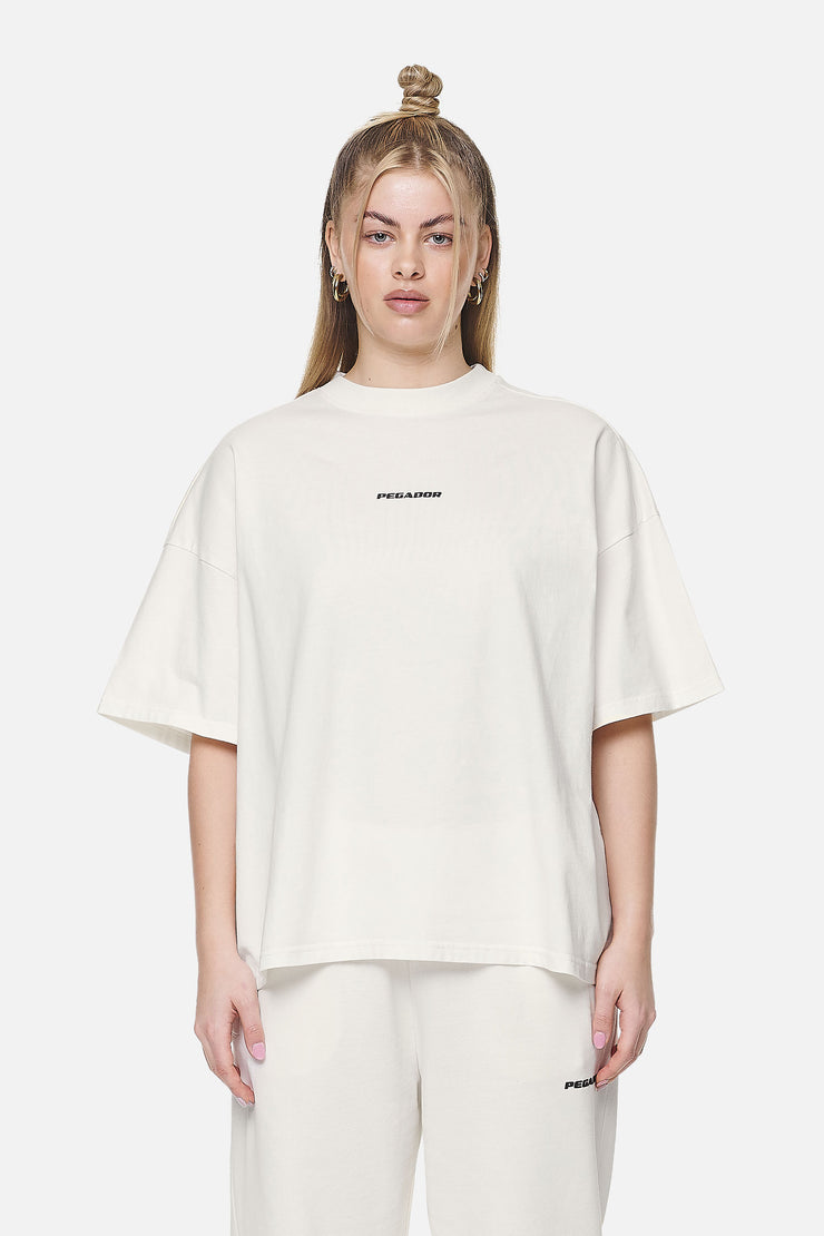 Pegador Arendal Logo Heavy Oversized Tee Washed Coconut Milk Black Hotsell