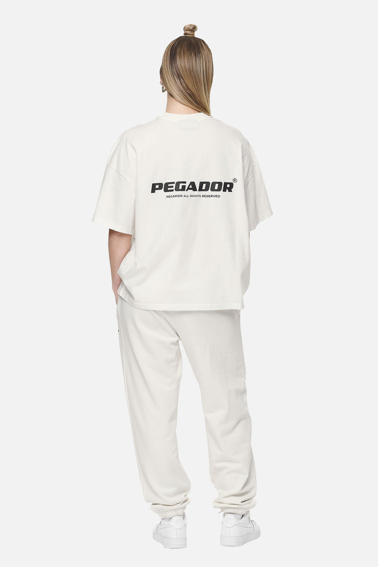 Pegador Arendal Logo Heavy Oversized Tee Washed Coconut Milk Black Hotsell