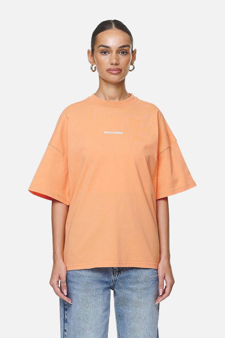 Pegador Arendal Logo Heavy Oversized Tee Washed Apricot White im Angebot