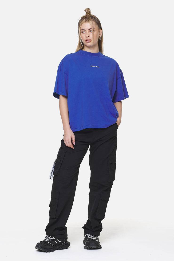 Pegador Arendal Logo Heavy Oversized Tee Washed True Blue White Schlussverkauf