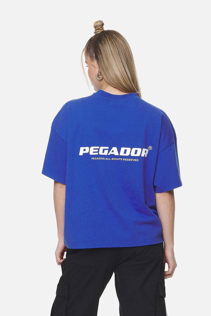 Pegador Arendal Logo Heavy Oversized Tee Washed True Blue White Schlussverkauf