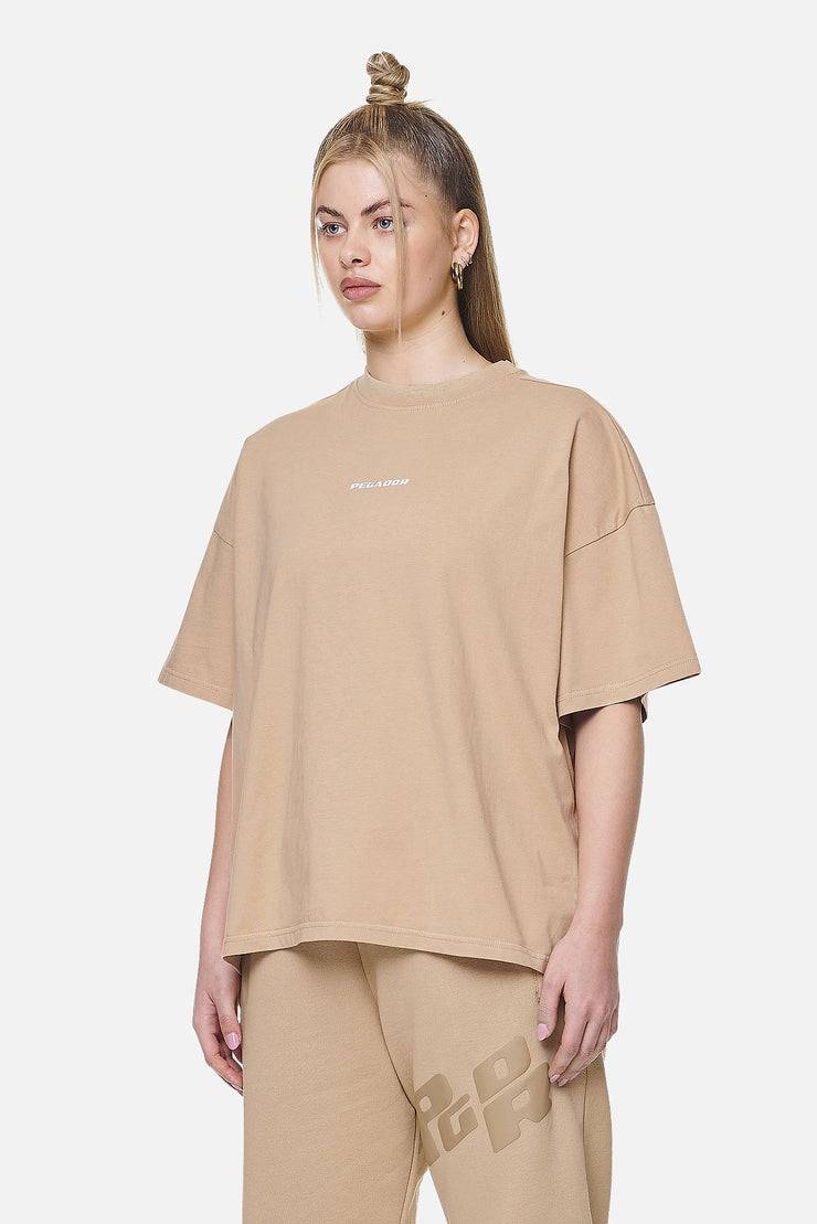 Pegador Arendal Logo Heavy Oversized Tee Washed Safari Sand White Günstiger Verkauf