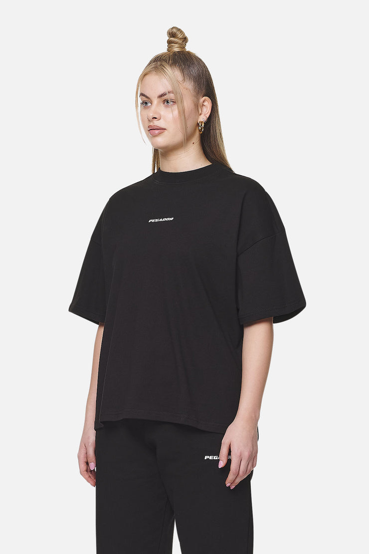 Pegador Arendal Logo Heavy Oversized Tee Black White Fabrikverkauf