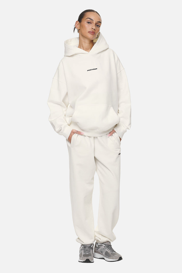 Pegador Atna Logo Oversized Hoodie Washed Coconut Milk Black Meist gekauft