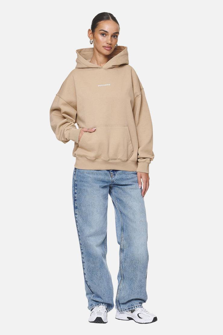 Pegador Atna Logo Oversized Hoodie Washed Safari Sand White Blitzverkäufe