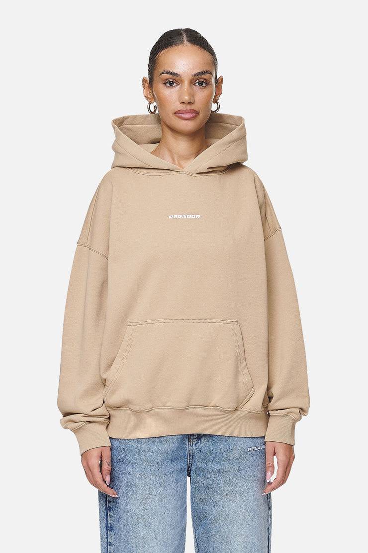 Pegador Atna Logo Oversized Hoodie Washed Safari Sand White Blitzverkäufe
