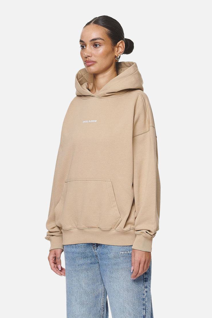 Pegador Atna Logo Oversized Hoodie Washed Safari Sand White Blitzverkäufe