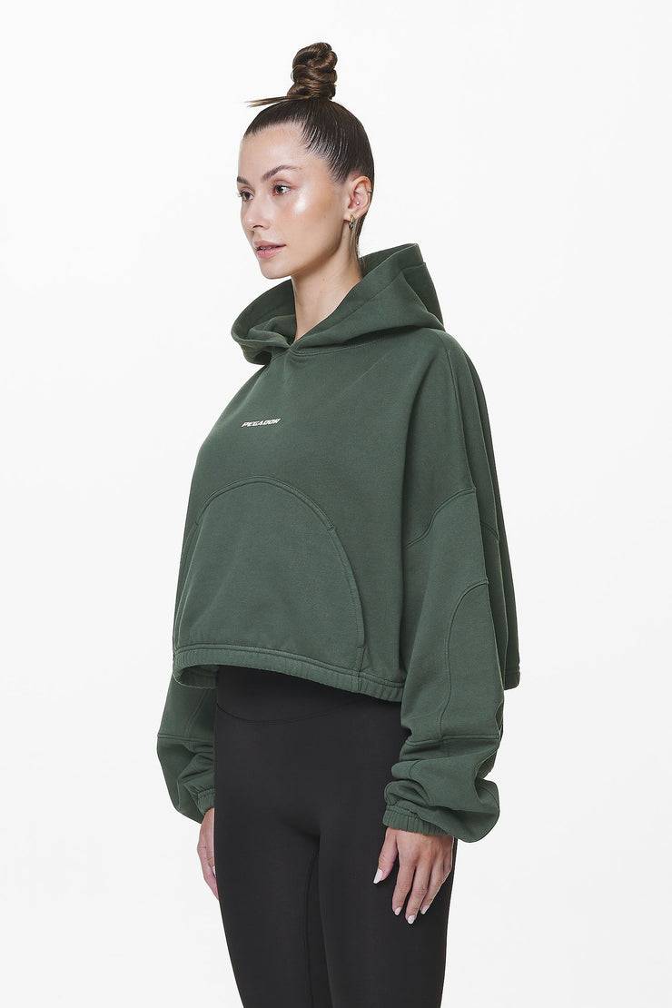 Pegador Skei Logo Oversized Cropped Hoodie Washed Sage Green Muttertagsangebot