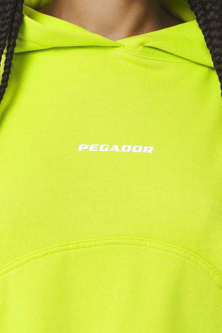 Pegador Skei Logo Oversized Cropped Hoodie Washed Lime Yellow Vatertagsangebot