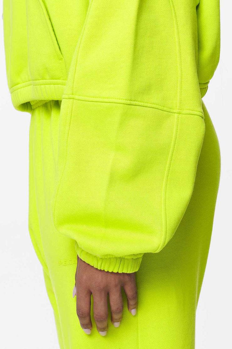 Pegador Skei Logo Oversized Cropped Hoodie Washed Lime Yellow Vatertagsangebot
