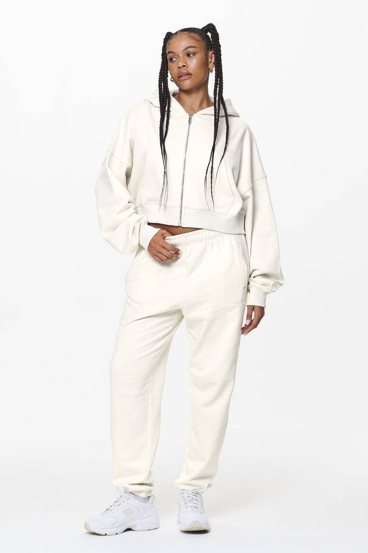 Pegador Marla Cropped Zip Hoodie Washed Salty Cream Gum Bestseller
