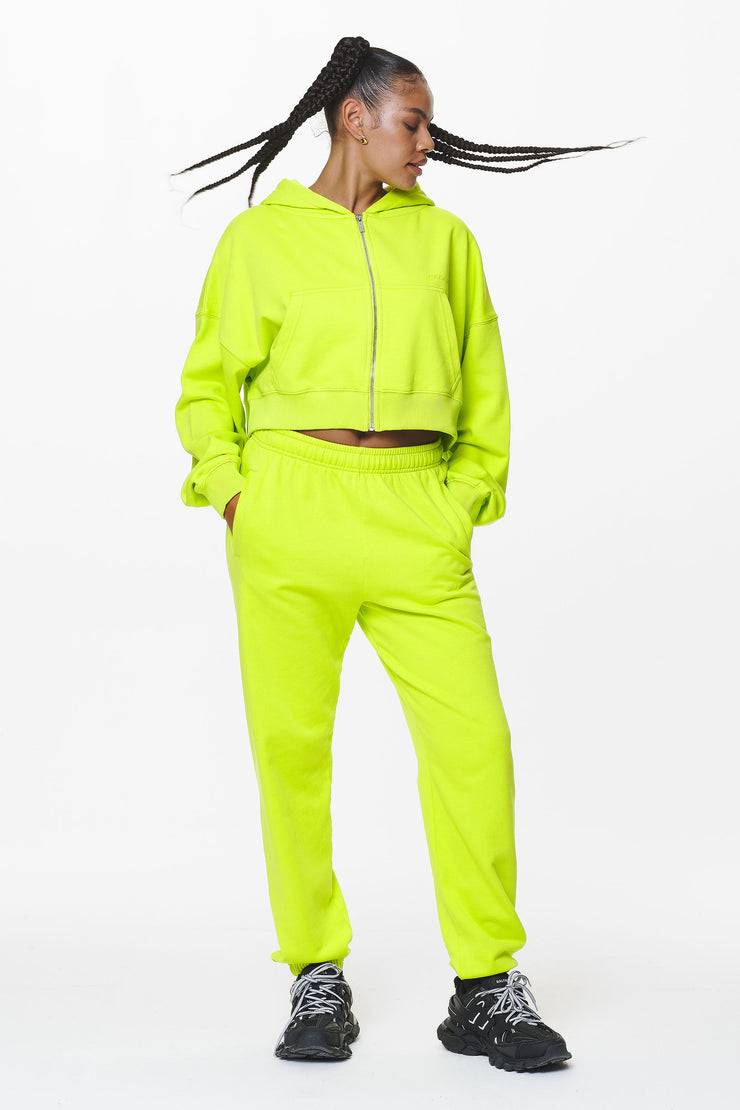 Pegador Marla Cropped Zip Hoodie Washed Lime Yellow Gum Saisonale Angebote