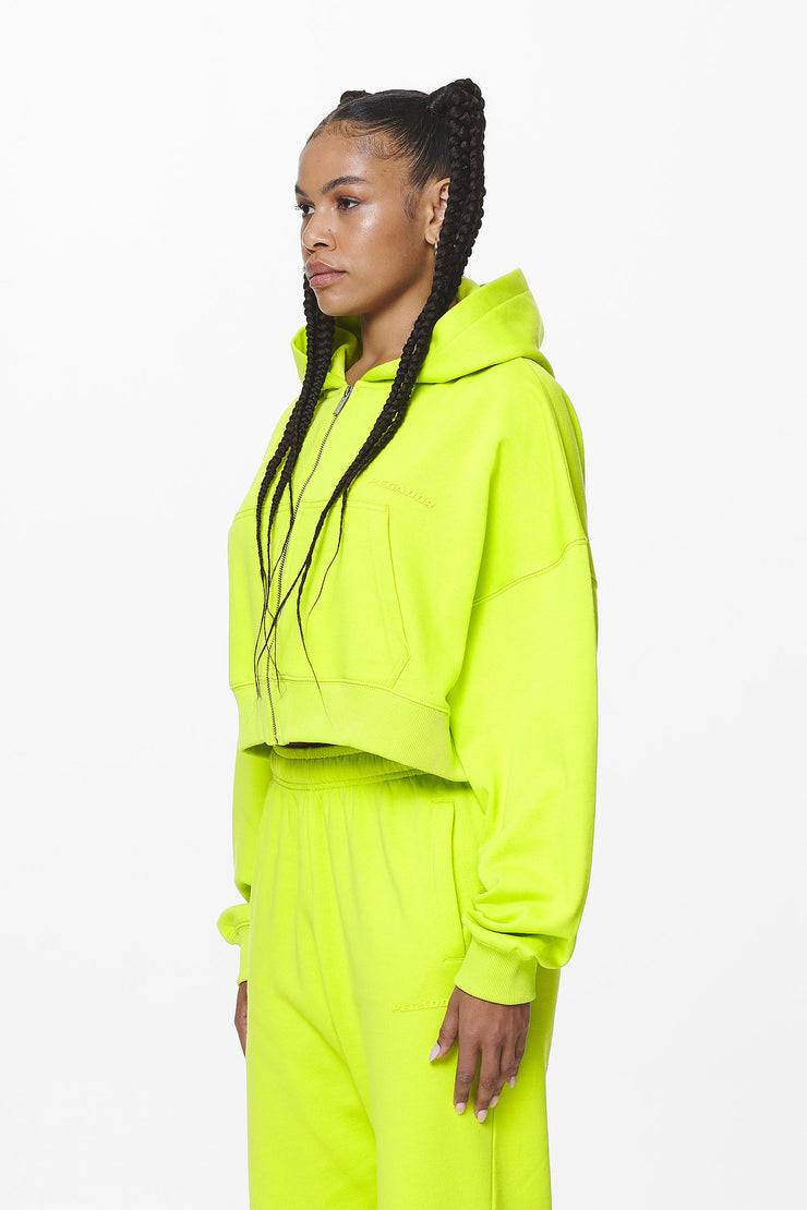 Pegador Marla Cropped Zip Hoodie Washed Lime Yellow Gum Saisonale Angebote
