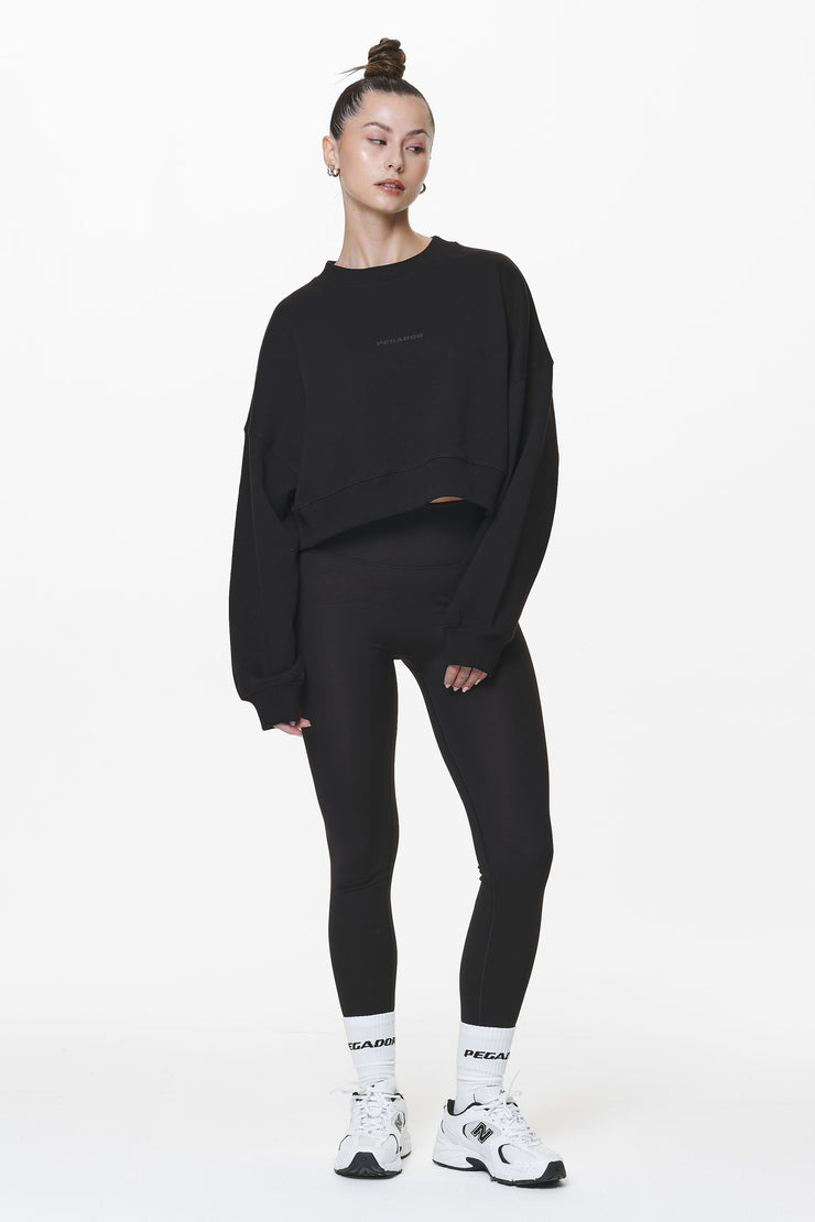 Pegador Londa Cropped Oversized Sweater Black Gum Riesige Ersparnisse
