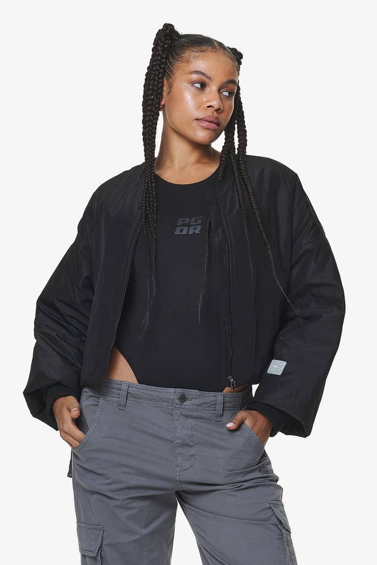 Pegador Floro Volume Puffer Bomber Jacket Black Kostenlose Rückgabe