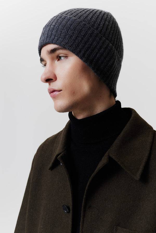 ﻿Prinz Berlin Kaschmir Beanie Rib Knit Graphit Saisonale Angebote