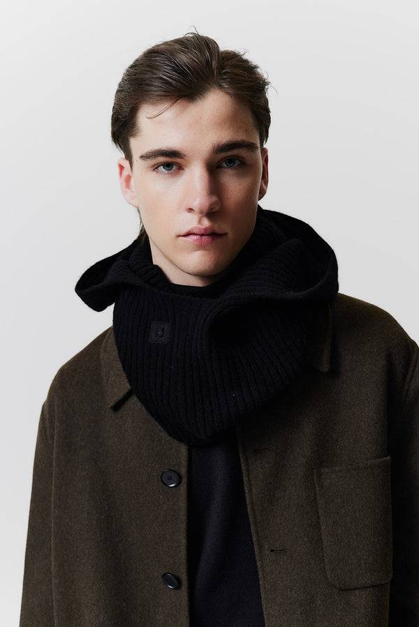 Prinz Berlin Kaschmir Hood Rib Knit Schwarz Räumungsverkauf