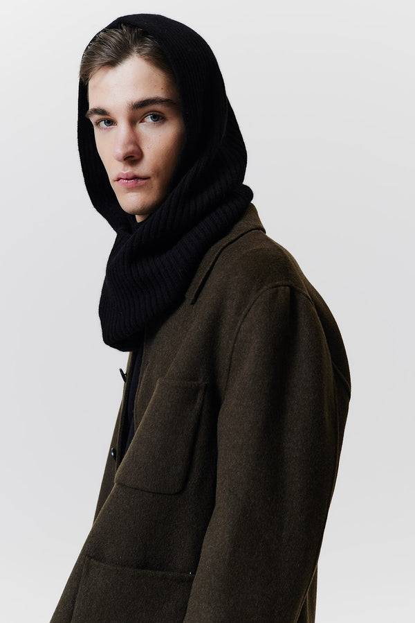 Prinz Berlin Kaschmir Hood Rib Knit Schwarz Räumungsverkauf