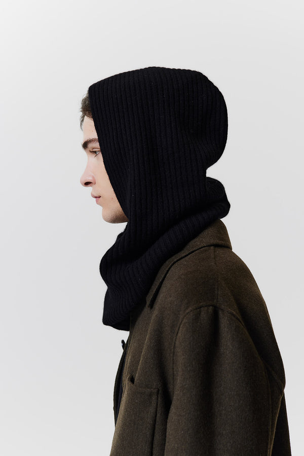 Prinz Berlin Kaschmir Hood Rib Knit Schwarz Räumungsverkauf