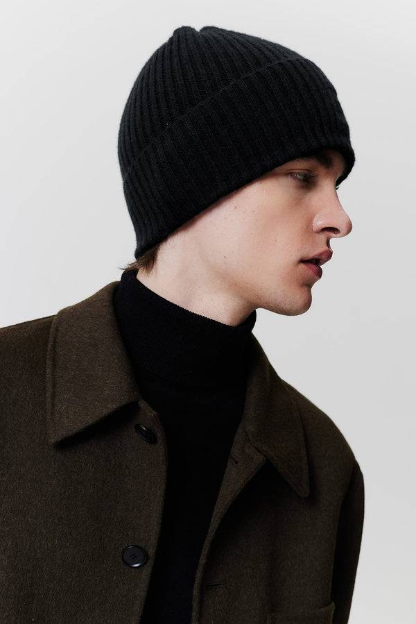 Prinz Berlin Kaschmir Beanie Rib Knit Schwarz Kauf eins, bekomm eins gratis