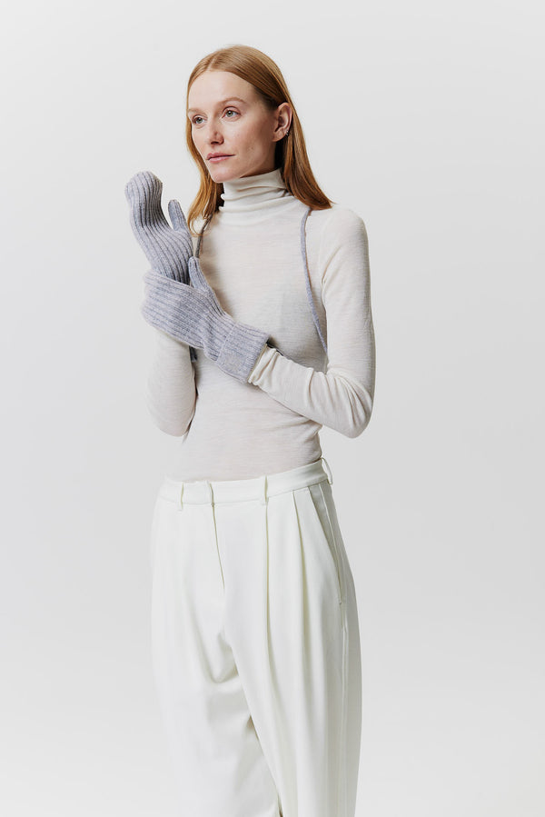 Prinz Berlin Kaschmir Mittens Rib Knit Hellgrau Tägliche Deals