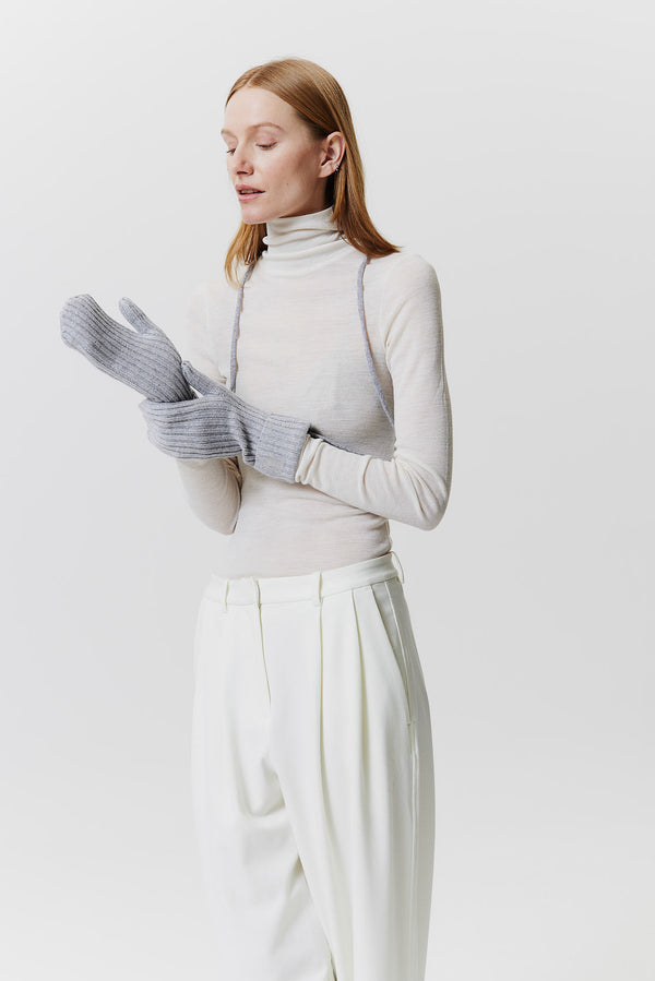 Prinz Berlin Kaschmir Mittens Rib Knit Hellgrau Tägliche Deals