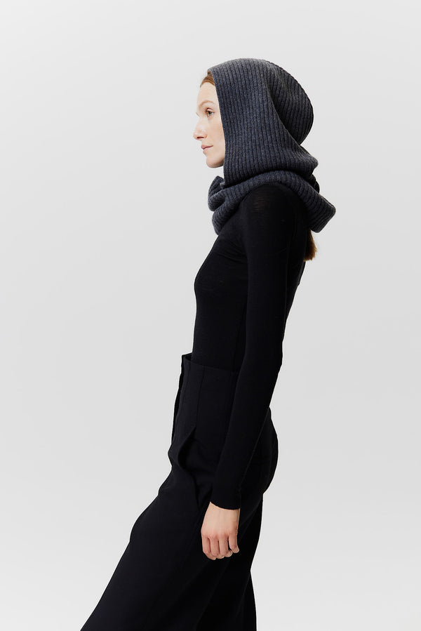 Prinz Berlin Kaschmir Hood Rib Knit Graphit Super Sparpreis