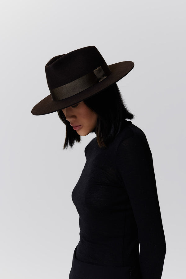 Prinz Berlin Merino Fedora Hut Short Brim Chocolate Bis zu 50% Rabatt