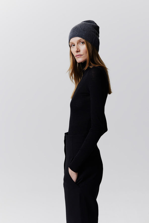 Prinz Berlin Kaschmir Beanie Fine Knit Graphit Super Rabatt