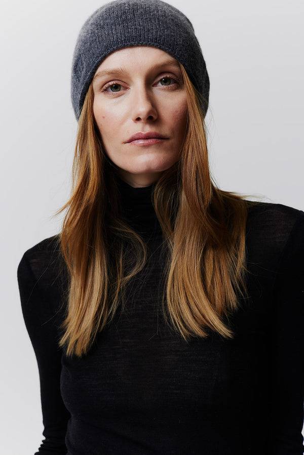 Prinz Berlin Kaschmir Beanie Fine Knit Graphit Super Rabatt