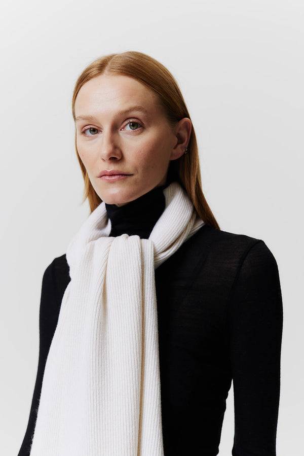 Prinz Berlin Kaschmir Schal Classic Knit Off-White Im Verkauf