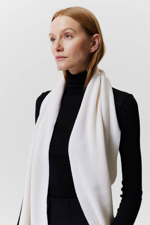 Prinz Berlin Kaschmir Schal Classic Knit Off-White Im Verkauf