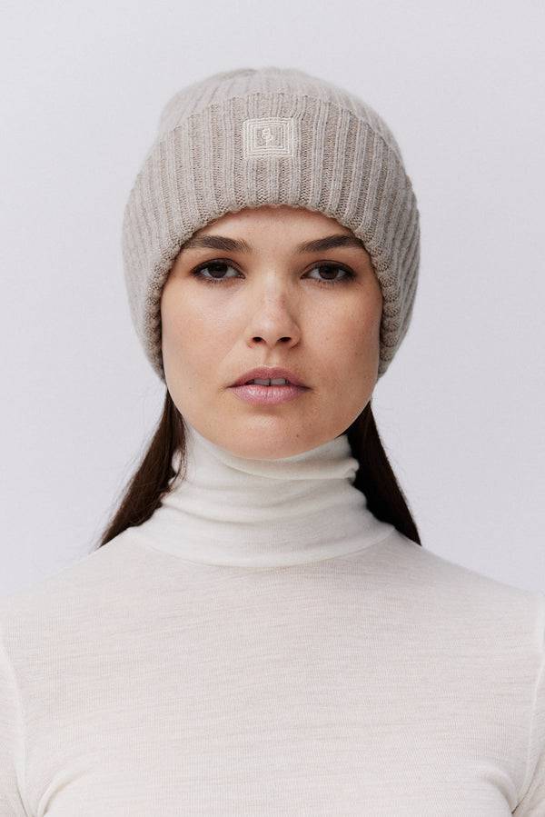 Prinz Berlin Kaschmir Beanie Rib Knit Beige 2025