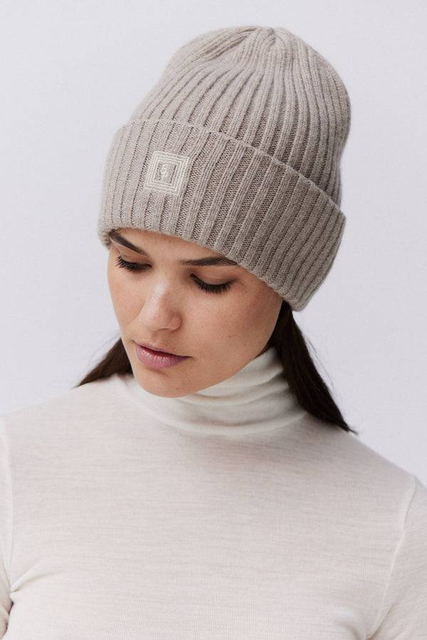 Prinz Berlin Kaschmir Beanie Rib Knit Beige 2025