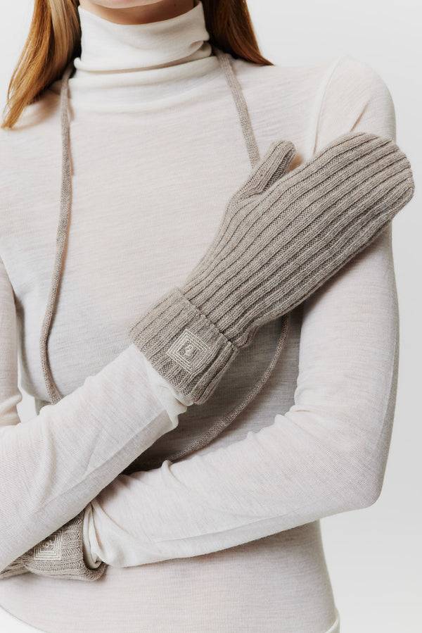 Prinz Berlin Kaschmir Mittens Rib Knit Beige Online