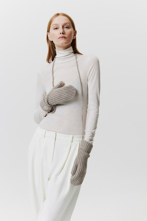 Prinz Berlin Kaschmir Mittens Rib Knit Beige Online