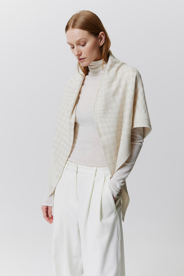 Prinz Berlin Kaschmir Triangle Jacquard Weiß Outlet
