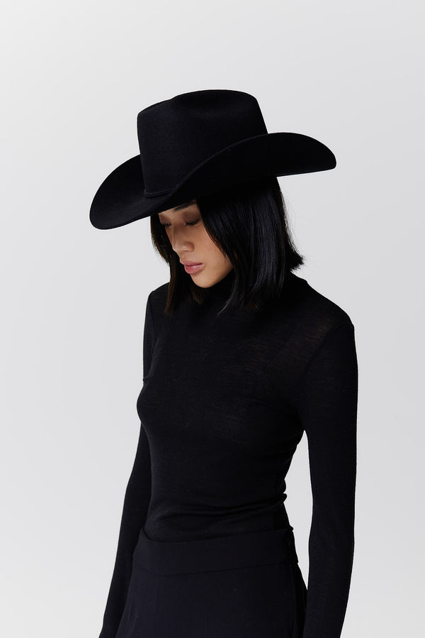 Prinz Berlin Merino Cowboy Hut Lifted Brim Schwarz Günstiger Verkauf