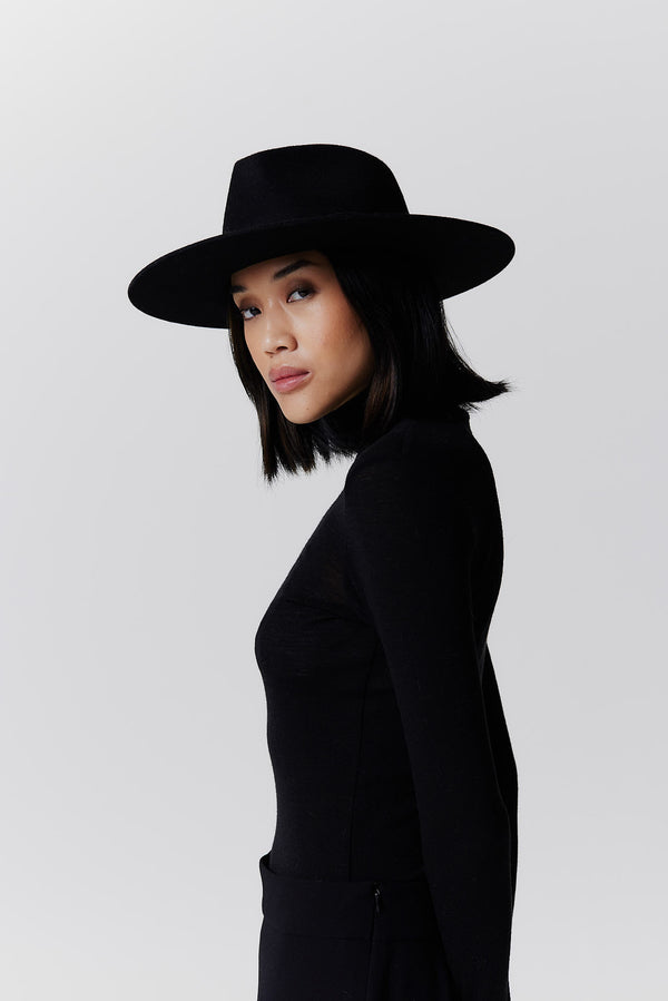 Prinz Berlin Merino Fedora Hut Classic Brim Schwarz Meist gekauft