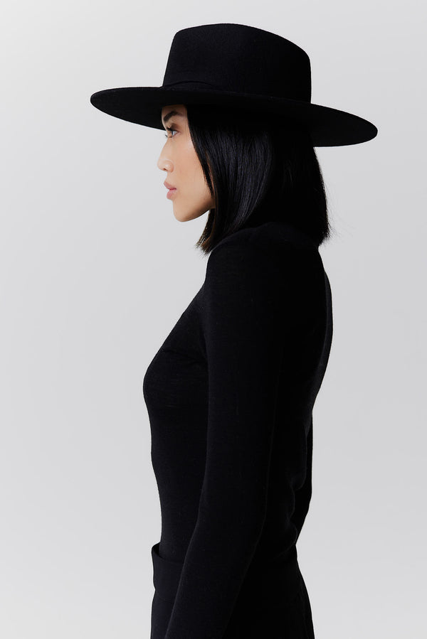 Prinz Berlin Merino Fedora Hut Classic Brim Schwarz Meist gekauft