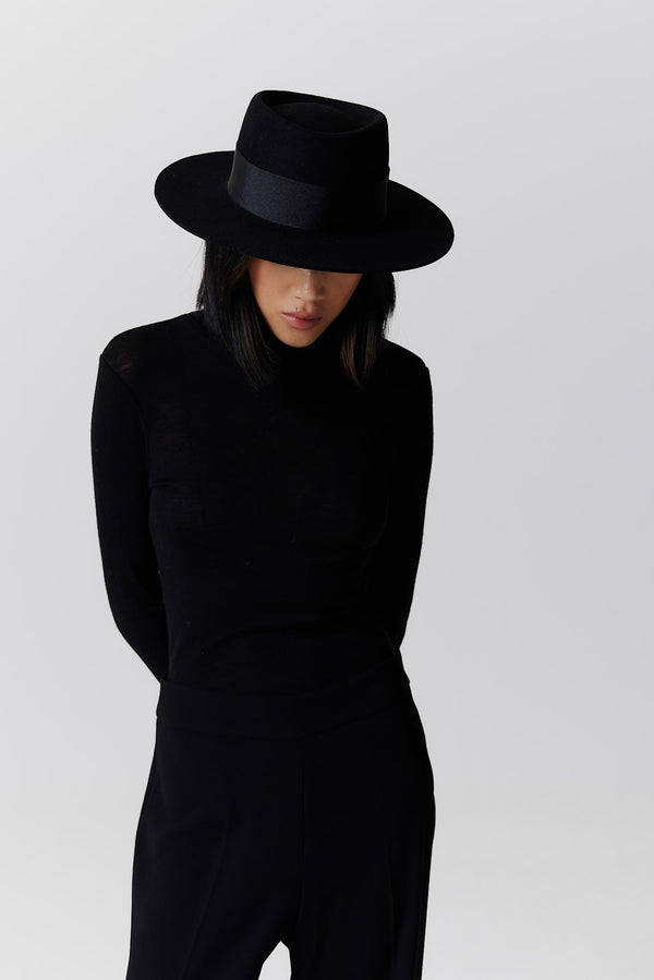Prinz Berlin Merino 344 Hut Short Brim Schwarz Kostenloser Versand