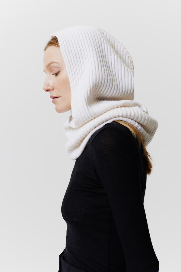 Prinz Berlin Kaschmir Hood Rib Knit Off-White Fabrik Onlineshop