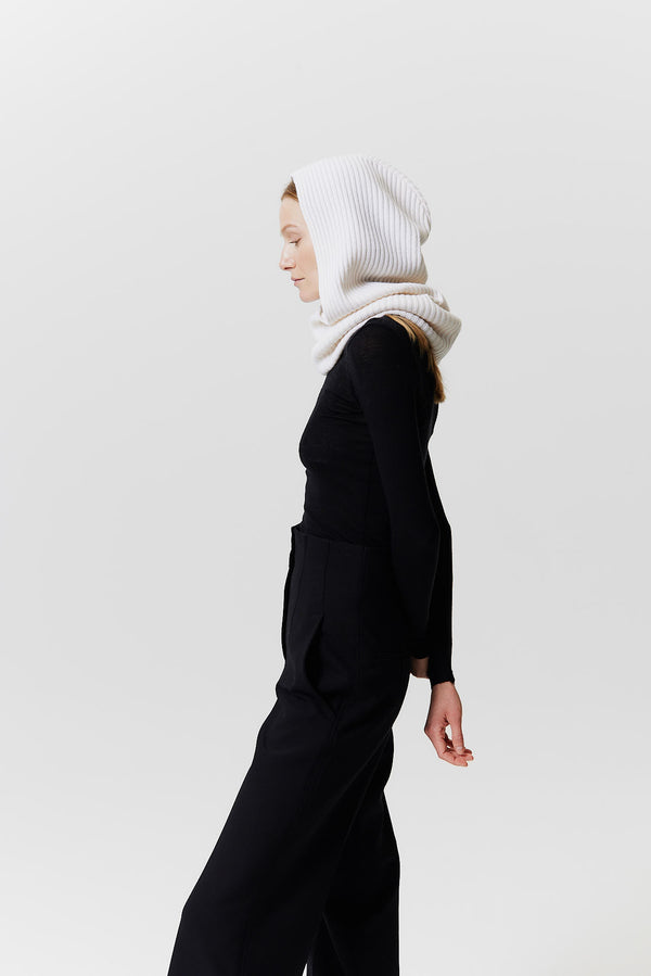 Prinz Berlin Kaschmir Hood Rib Knit Off-White Fabrik Onlineshop