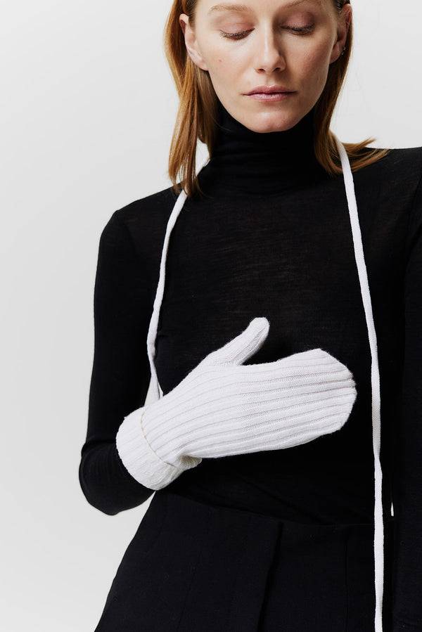 Prinz Berlin Kaschmir Mittens Rib Knit Off-White Fabrikpreis